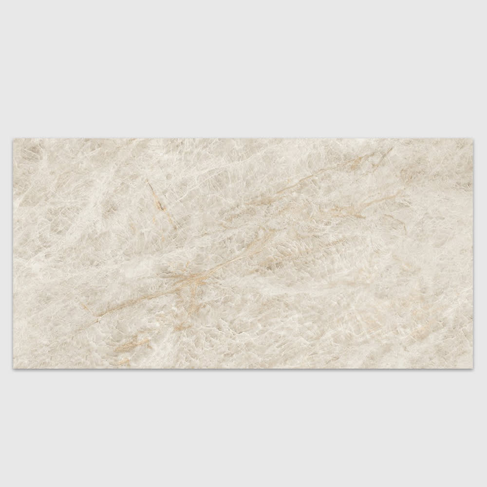 Atlas Concorde Marvel Diva Taj Mahal quartzite-look Italian porcelain in 600 by 1200mm, ideal for book-matching.