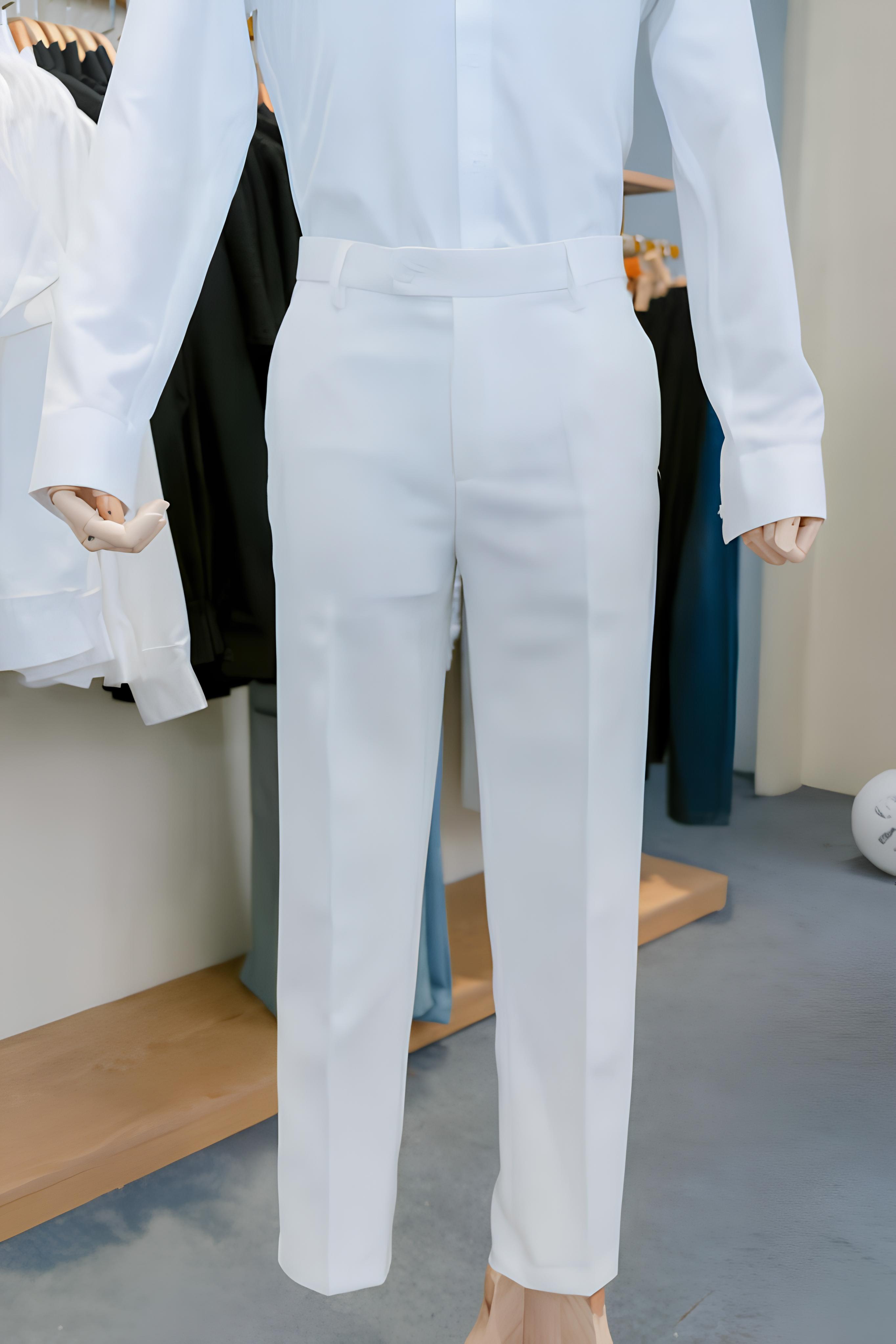 Quần Âu Kẻ OibaT (White)