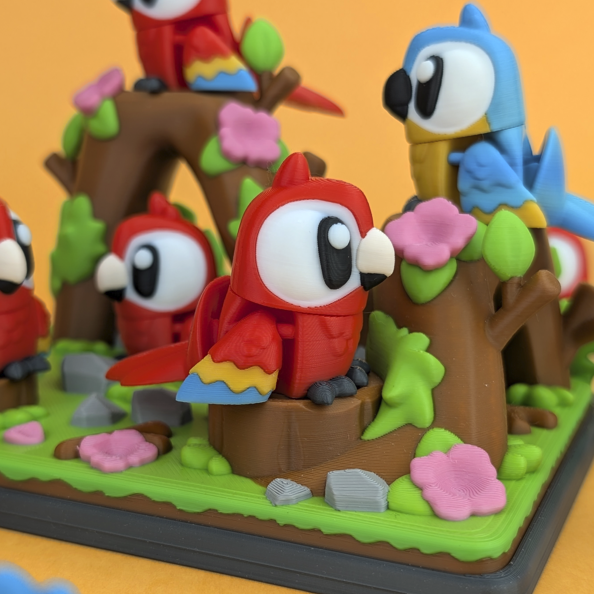 Porte-clés MinoZoo en 3D - Flexi Macaw Rouge en PLA