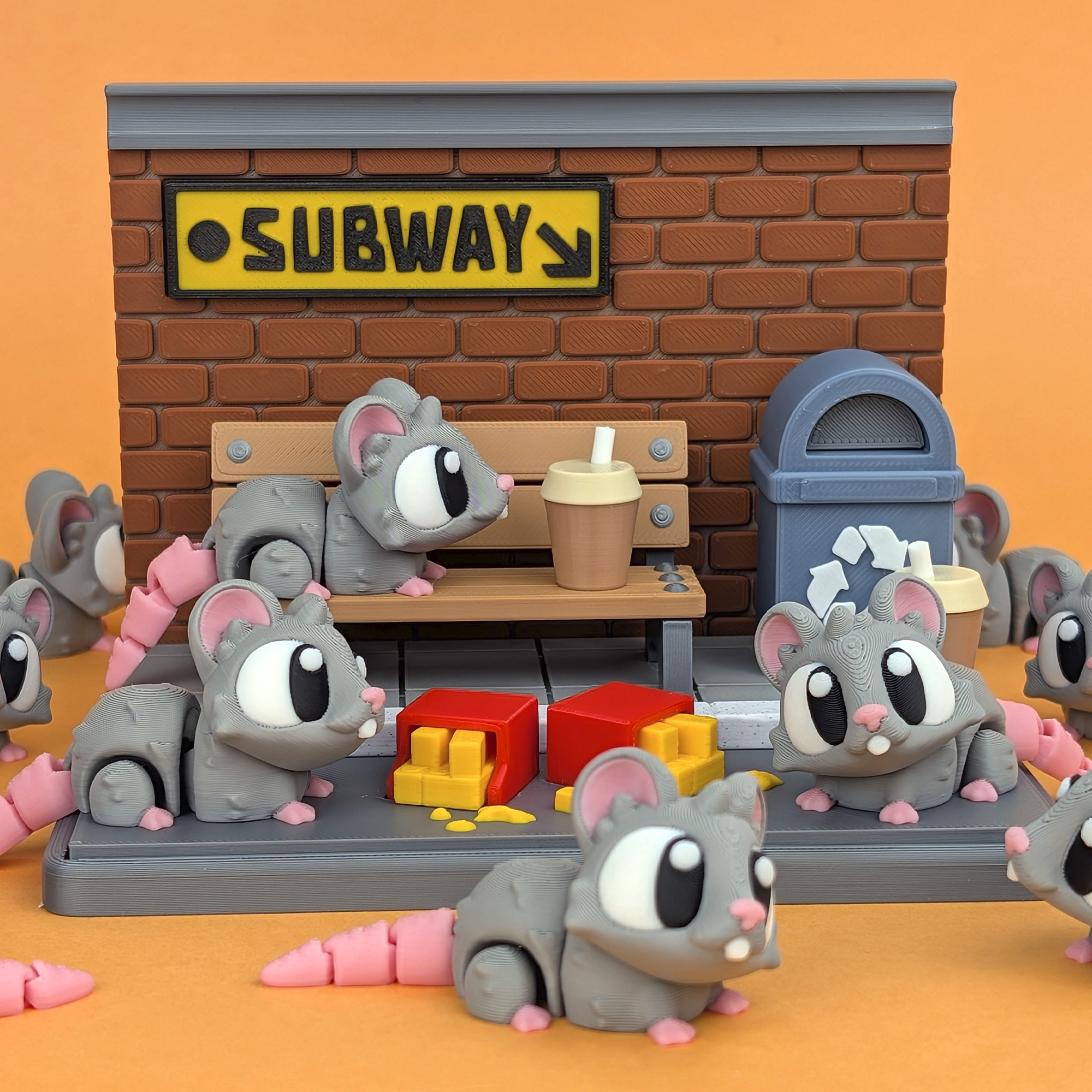 3D-Printed Rats Keychains - Durable PLA Miniatures