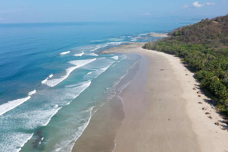 Aerial view of Santa Teresa beach in Costa Rica