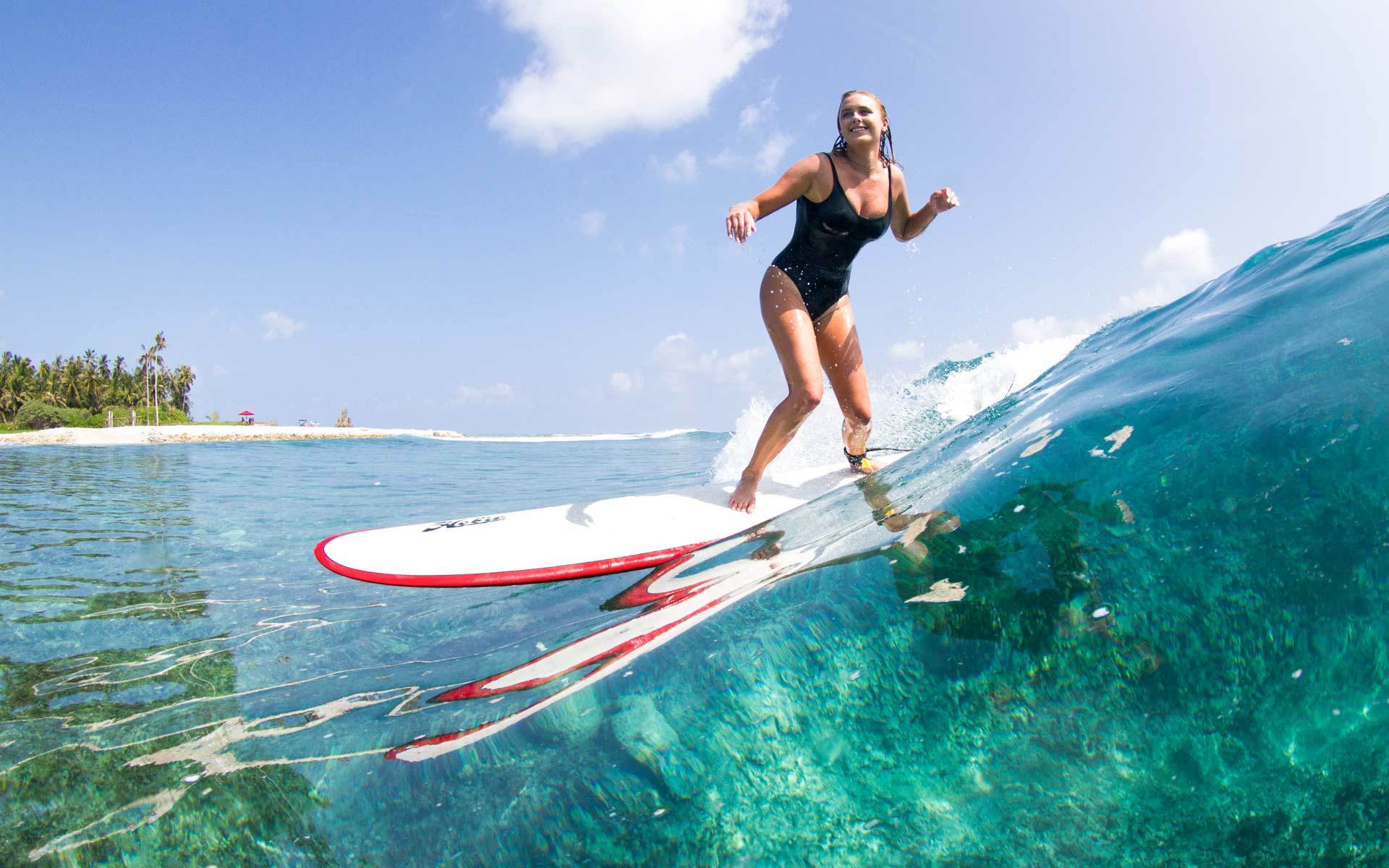 Surfing in the Maldives