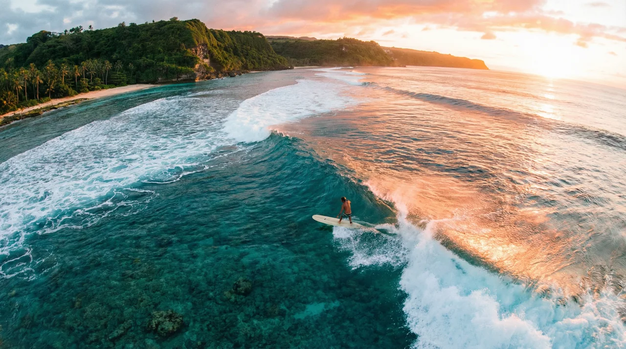 Best places to surf in the world — aerial view of a perfect wave
