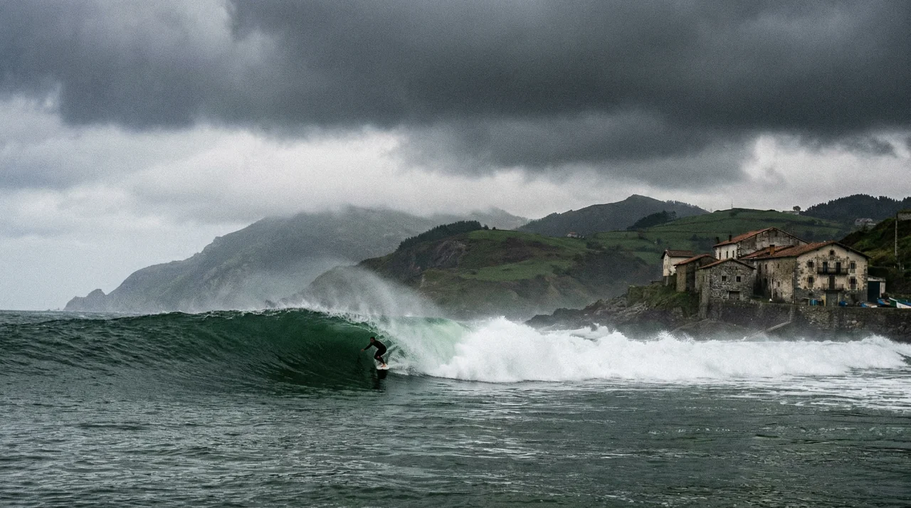 Surfing in the Basque Country, Spain