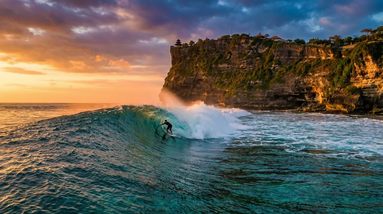 Surfing in Bali, Indonesia