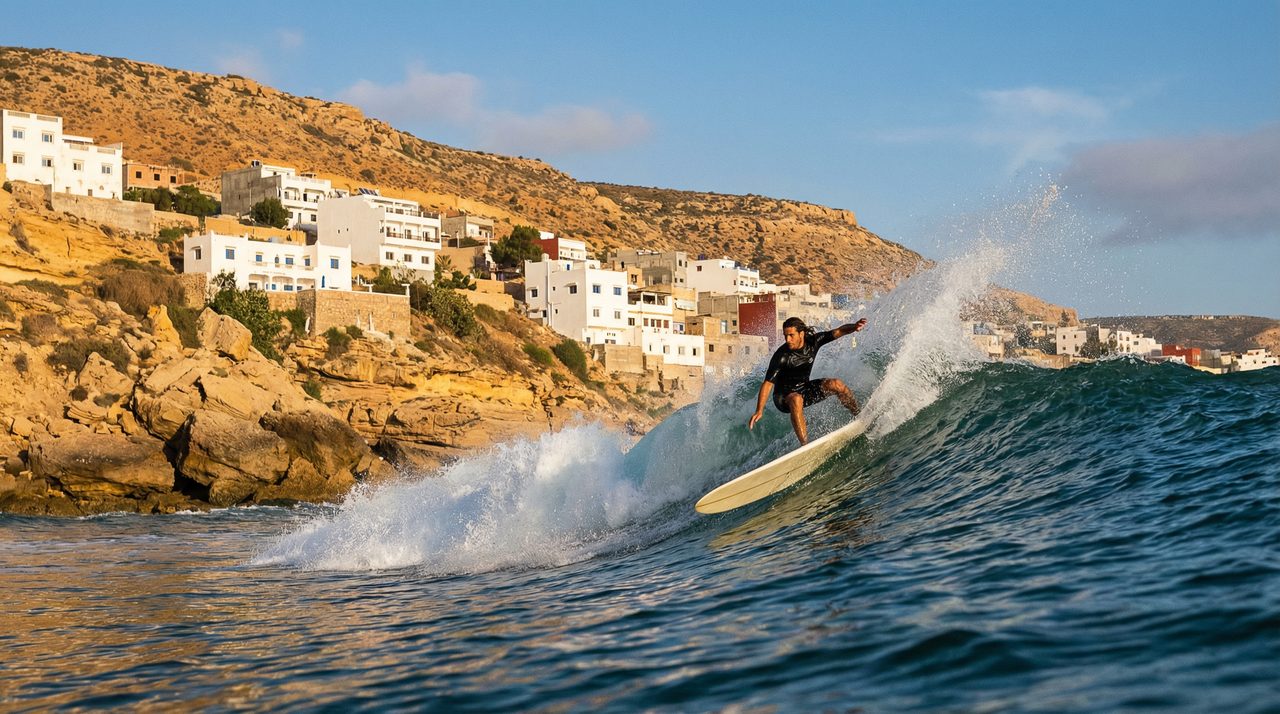 Surfing at Taghazout, Morocco