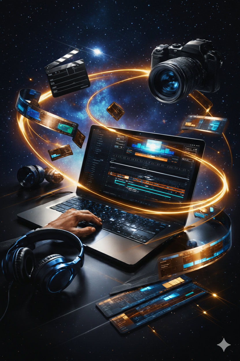 Hero illustration of video editing