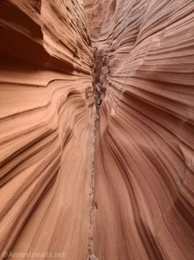Ripples in the canyon wall in a very narrow slot canyon 