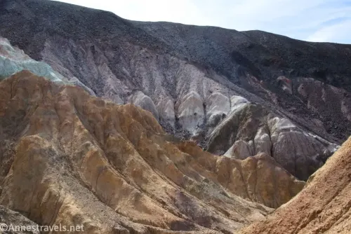 Yellow, black, and colorful canyon walls in the desert