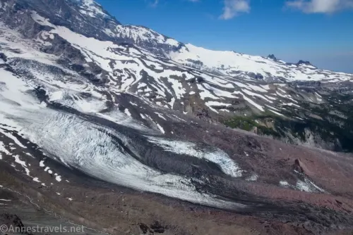 Snow and glaciers as seen from Third Burroughs Mountain in Mount Rainier National Park 