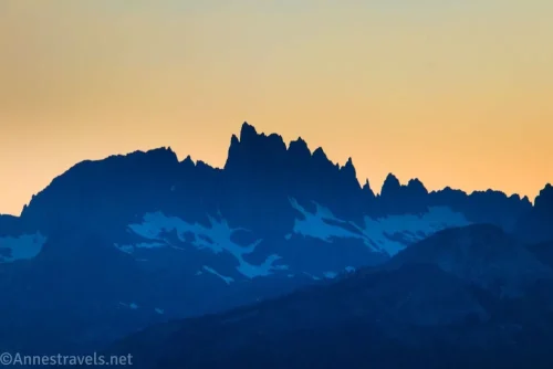 Sunset over the Minaret mountain peaks