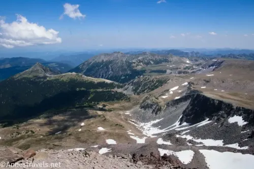 Distant mountains across a meadow from Third Burroughs Mountain in Mount Rainier National Park