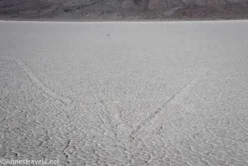 A rock path of a Sailing Stone on the Racetrack Playa