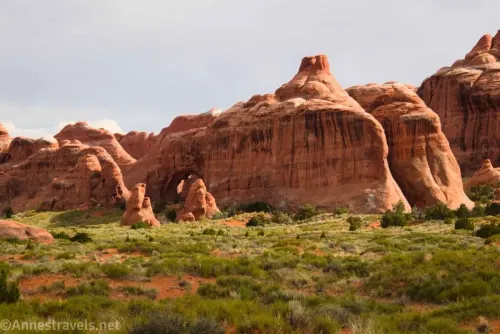 The back of Pine Tree Arch from near Blocked Arch in Arches National Park, Utah