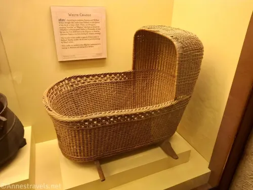 A wicker cradle used by the Pilgrims at Pilgrim Hall in Plymouth, Massachusetts
