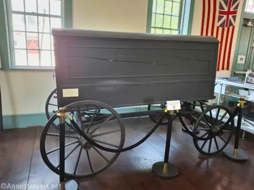 An old hearse in the 1749 Courthouse Museum in Plymouth, Massachusetts