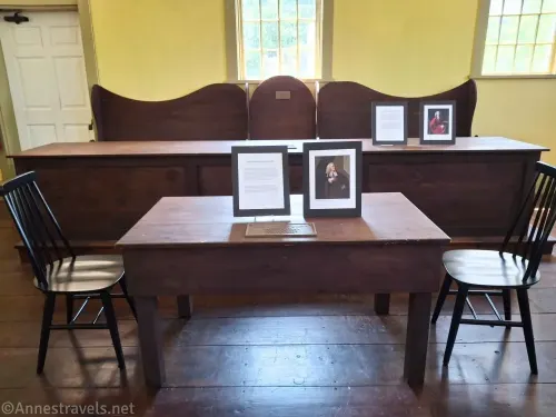 The courtroom of the 1749 Courthouse Museum in Plymouth, Massachusetts