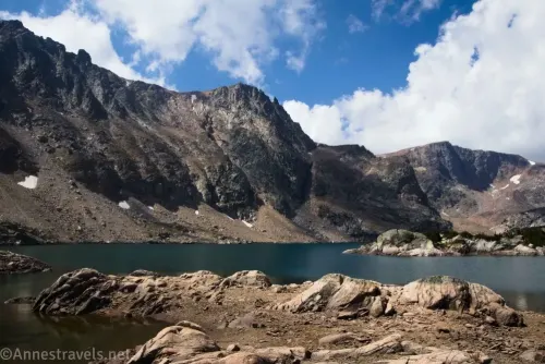 A few clouds over Glacier Lake on the Montana/Wyoming border in the Beartooth Mountains