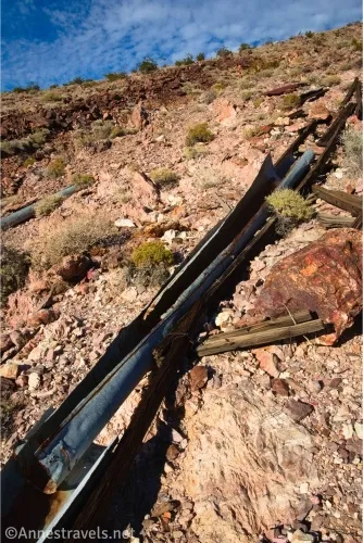 A piece of sheet metal on a desert hillside 