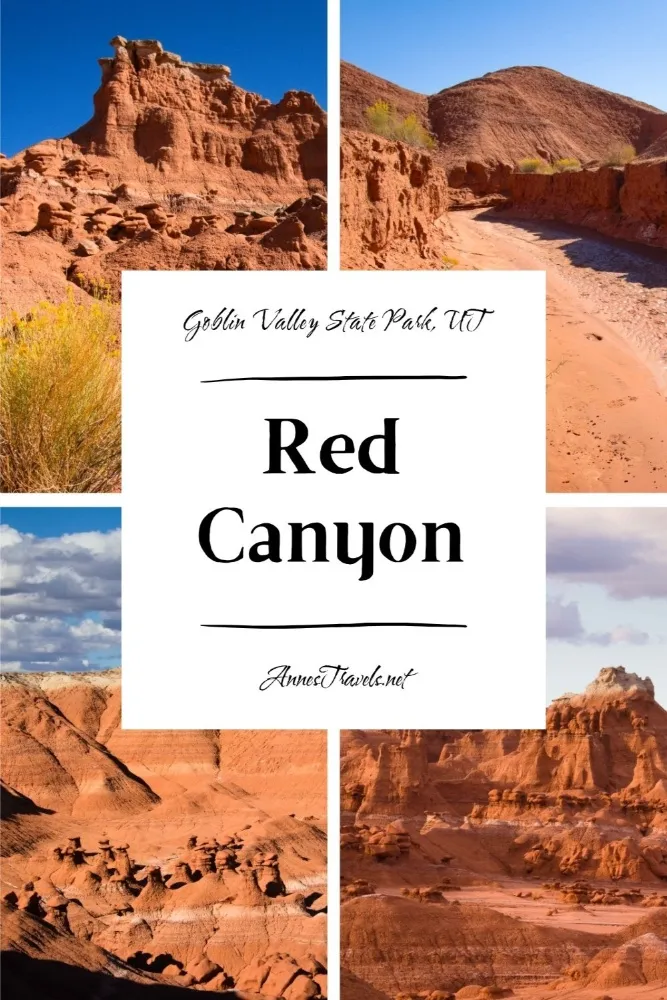 Photo collage of views along the Red Canyon Trail in Goblin Valley State Park