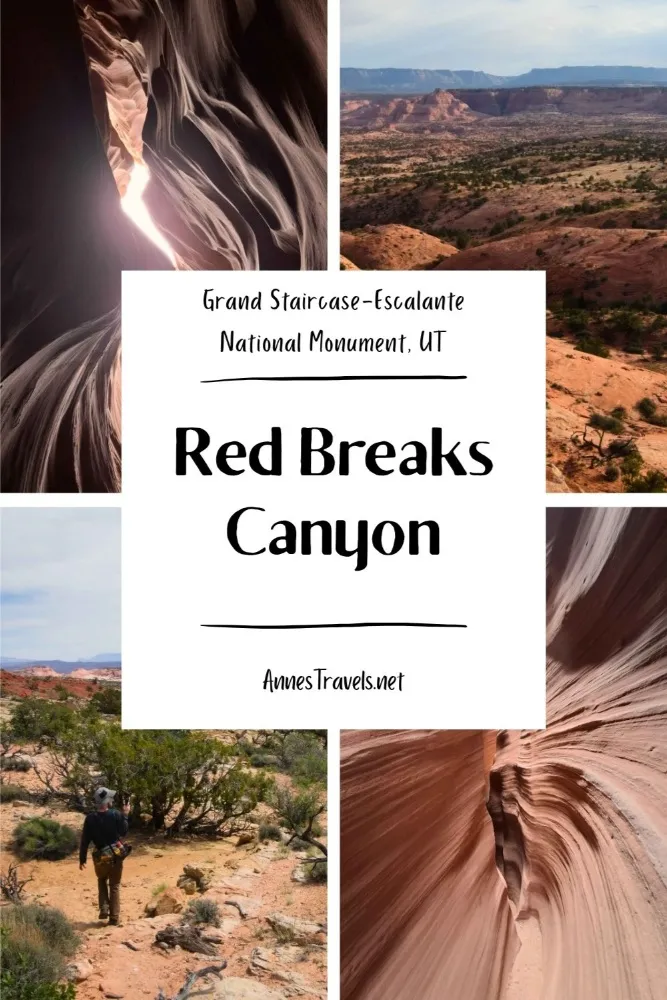 Photo collage with photos from Red Breaks Canyon in Grand Staircase-Escalante National Monument, Utah 