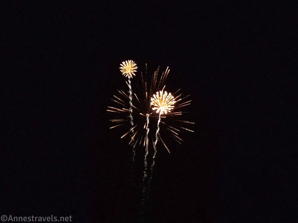 Fireworks explosions and trails