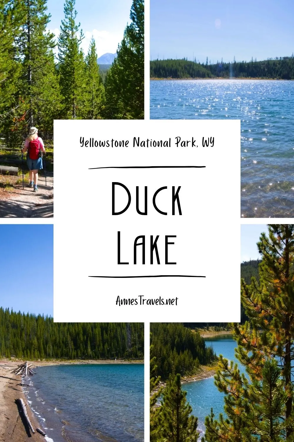 Photo collage of Duck Lake in Yellowstone National Park, Wyoming
