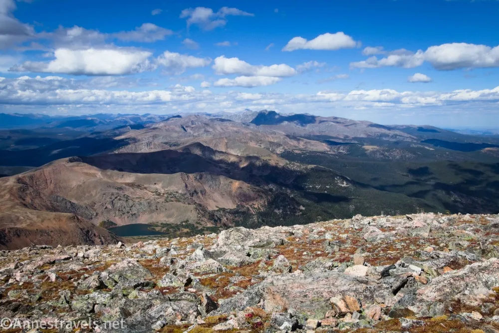 View from James Peak in Arapaho National Forest toward Rocky Mountain National Park, Colorado