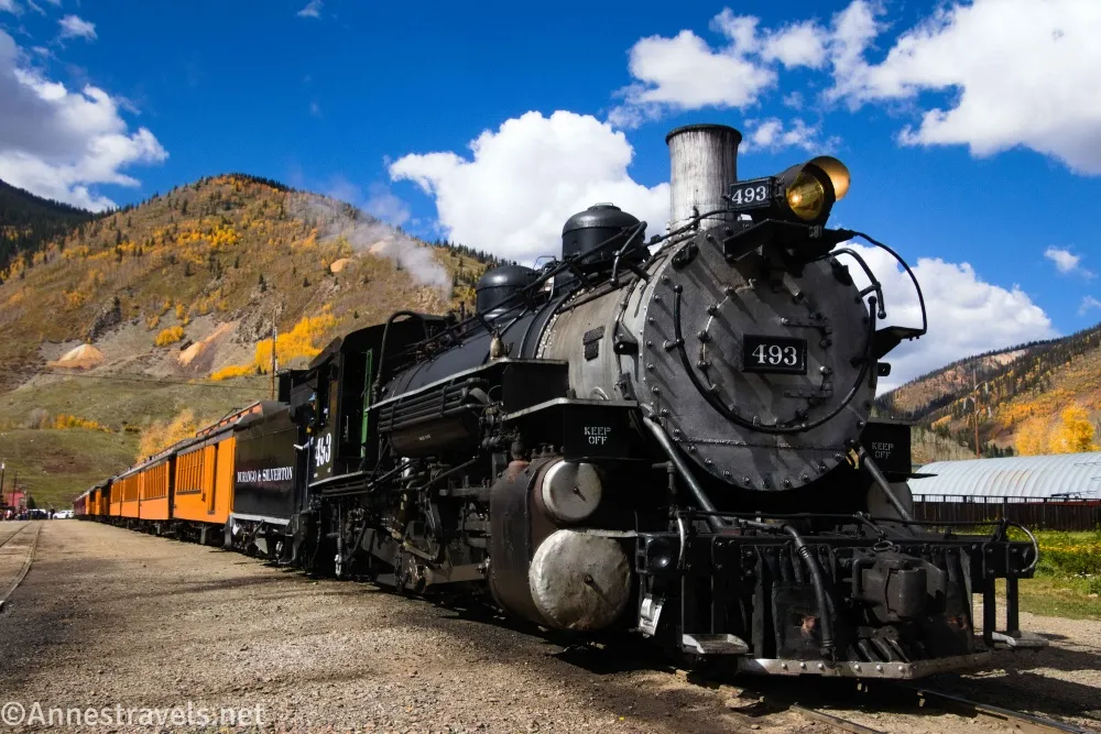 Locomotive 493 of the Durango & Silverton Railroad at the Silverton Depot, Colorado