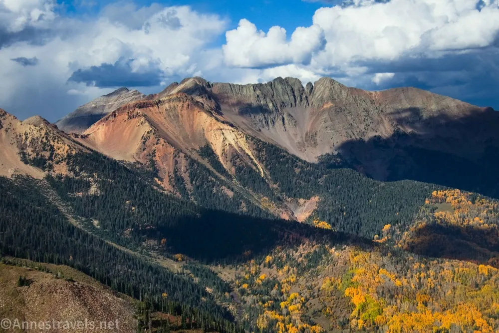 Fall Colors in La Plata Canyon and rugged mountains from Parrott Peak, Colorado