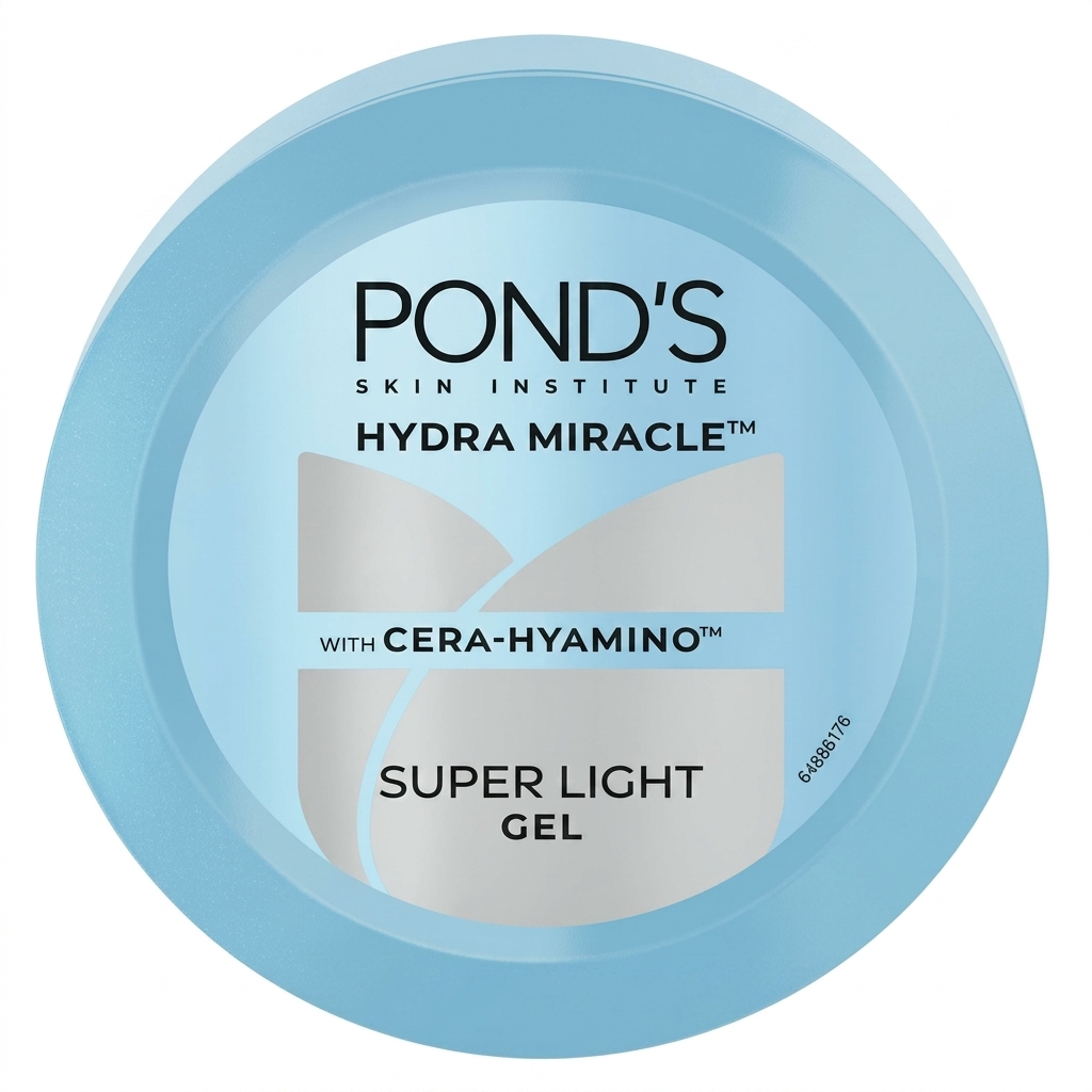 A top-down view of a blue Pond's Hydra Miracle Super Light Gel moisturizer lid.