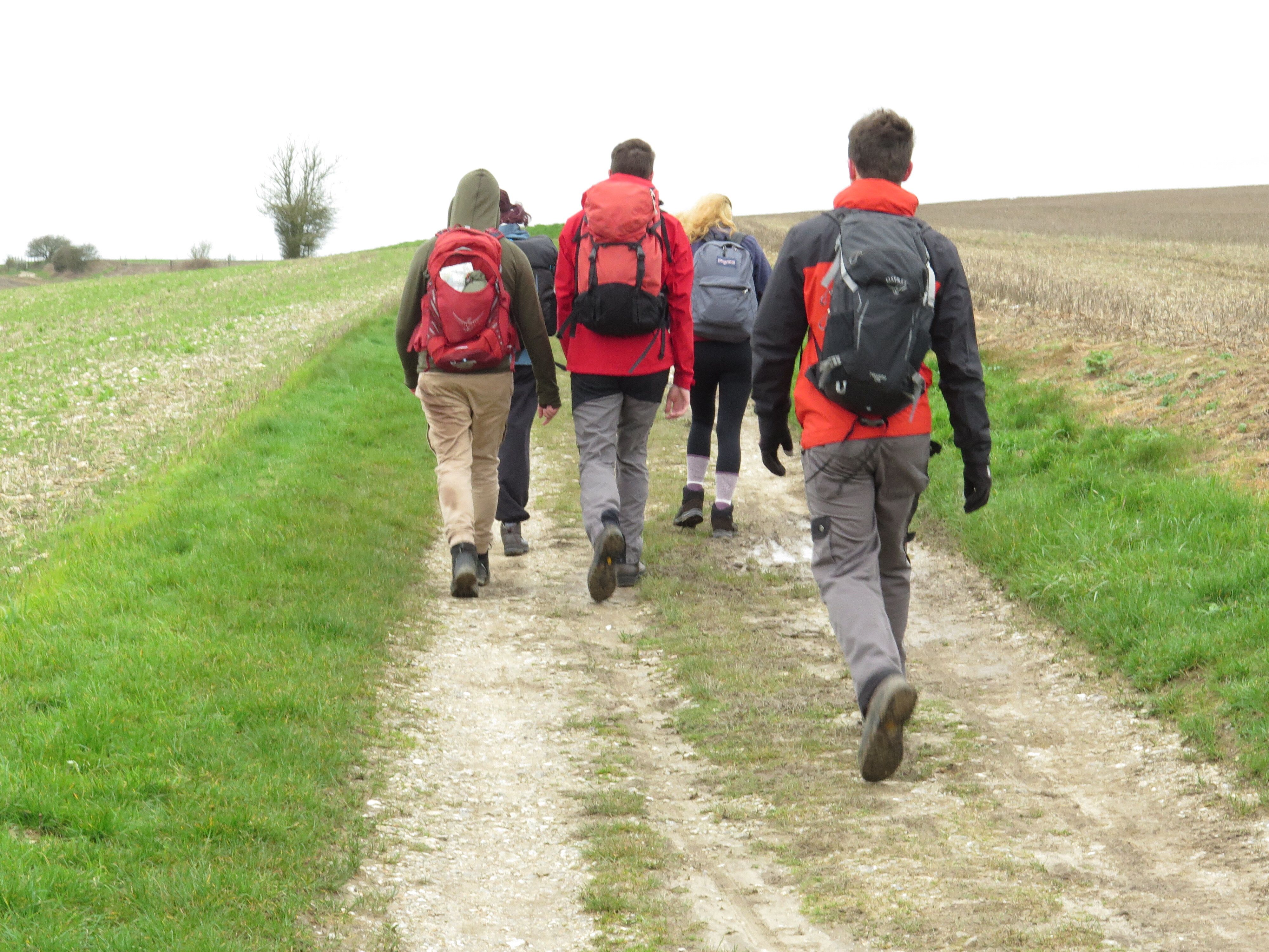 Cotswold Outdoor Big Green Hike walking up a chalky hillside