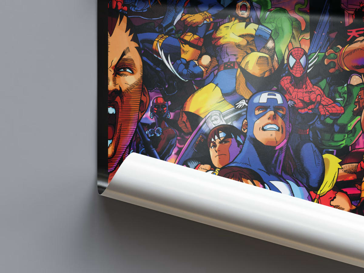 Marvel Super Heroes vs. Street Fighter Saturn Arcade Poster - 1998