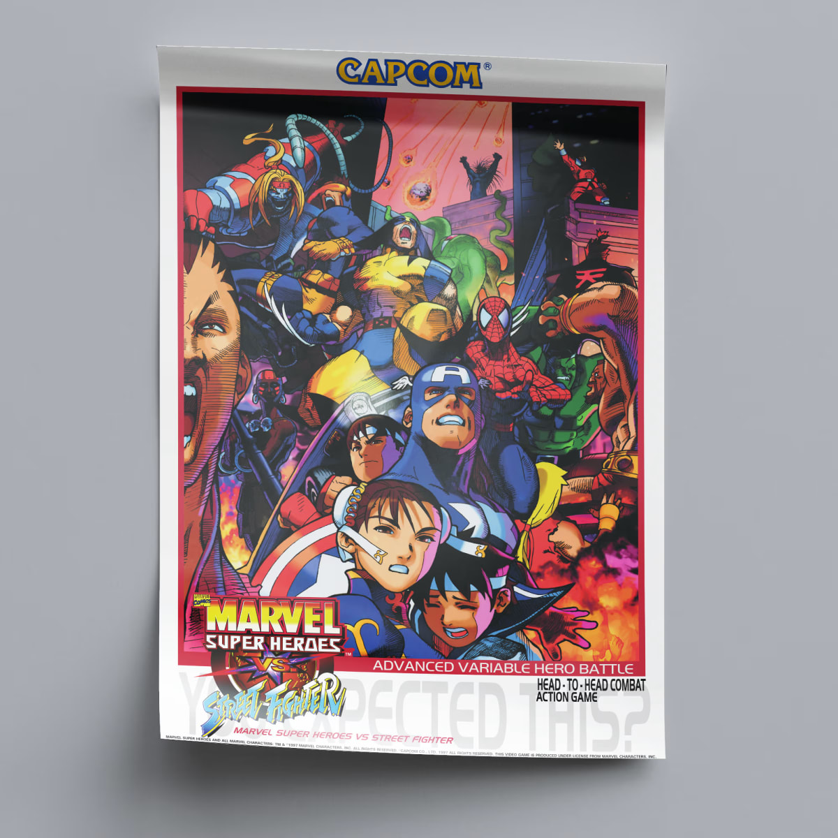 Marvel Super Heroes vs. Street Fighter USA Arcade Poster - 1997