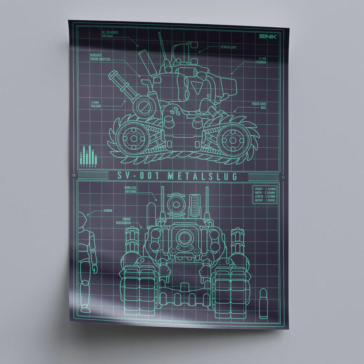 Metal Slug Blue Print Arcade Poster