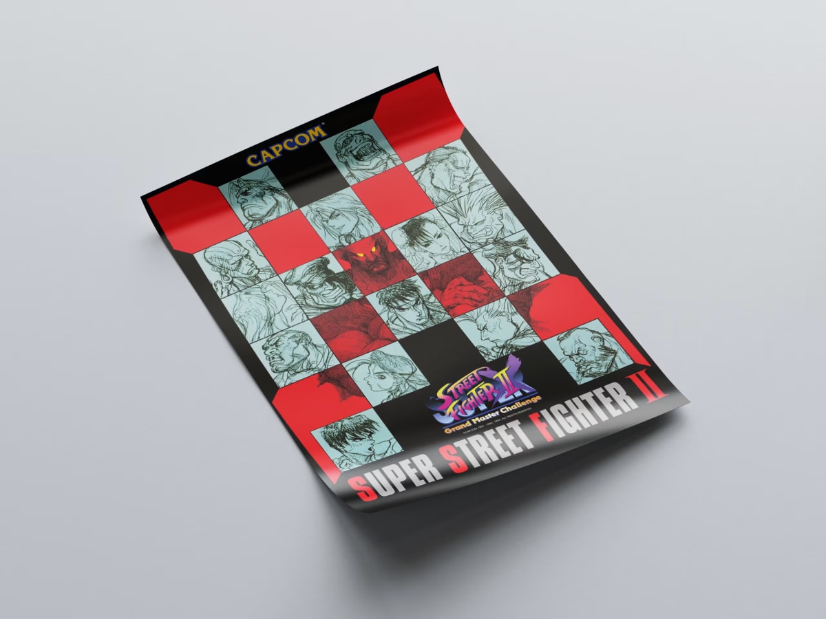 Super Street Fighter IIX - Grand Master Challenge Arcade Poster - 1994