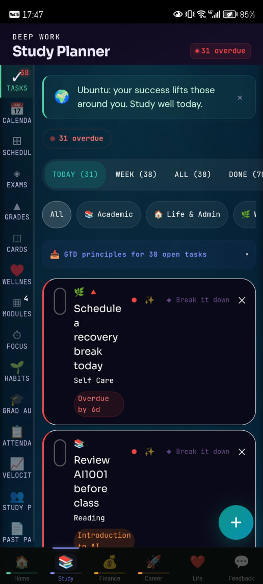 The Study Planner. Every task can be broken down by Nova.