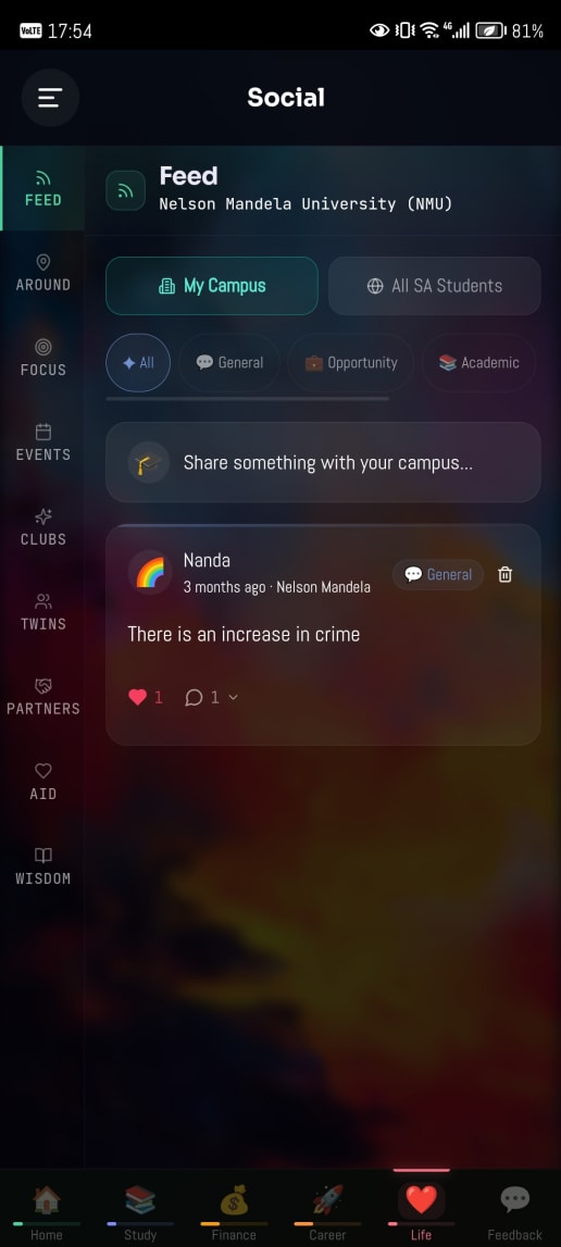 The campus feed.