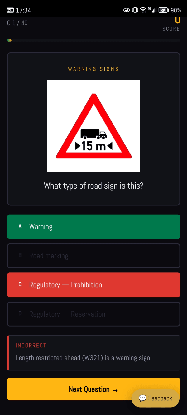 A wrong answer, corrected on the spot.