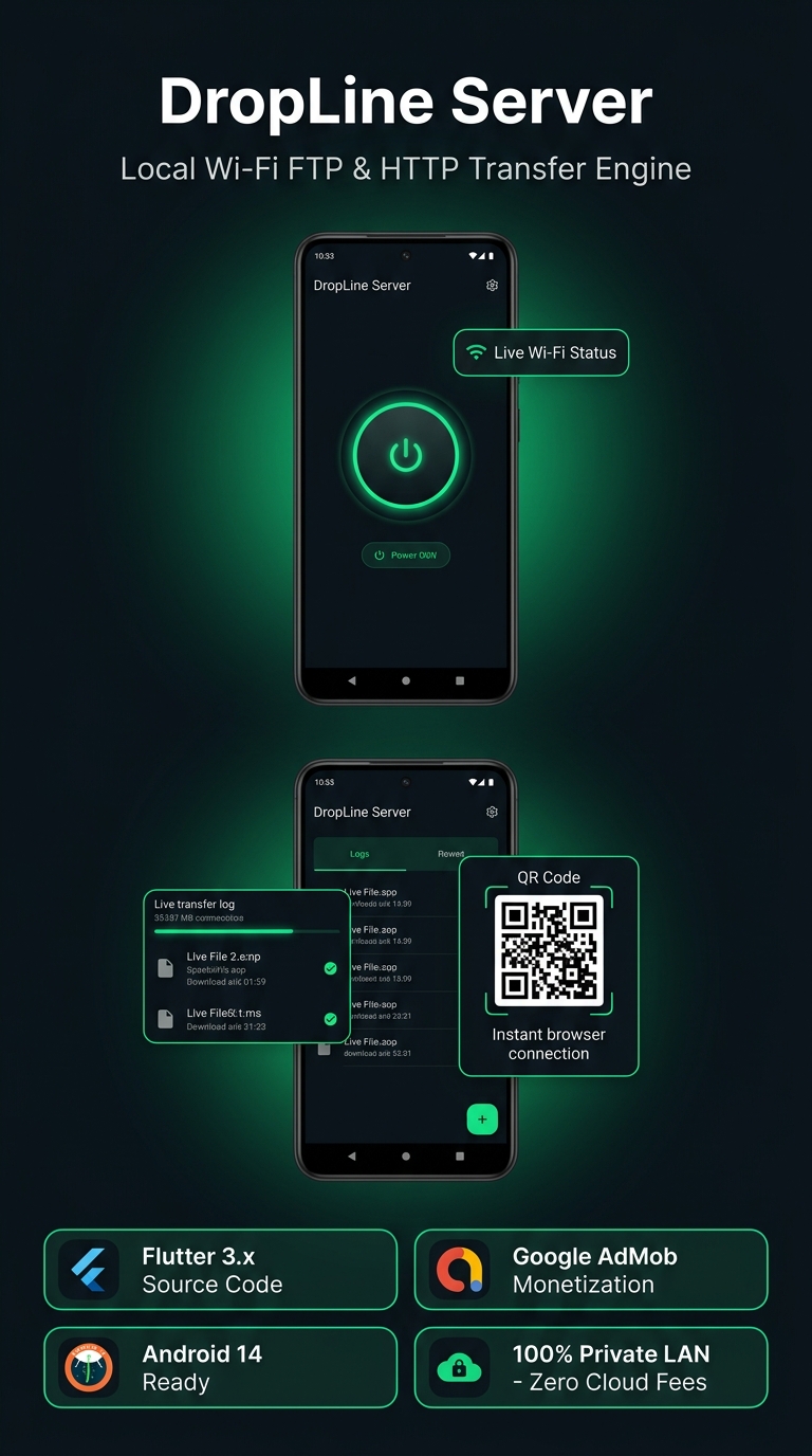 Local WiFi File Transfer FTP HTTP Server App Android