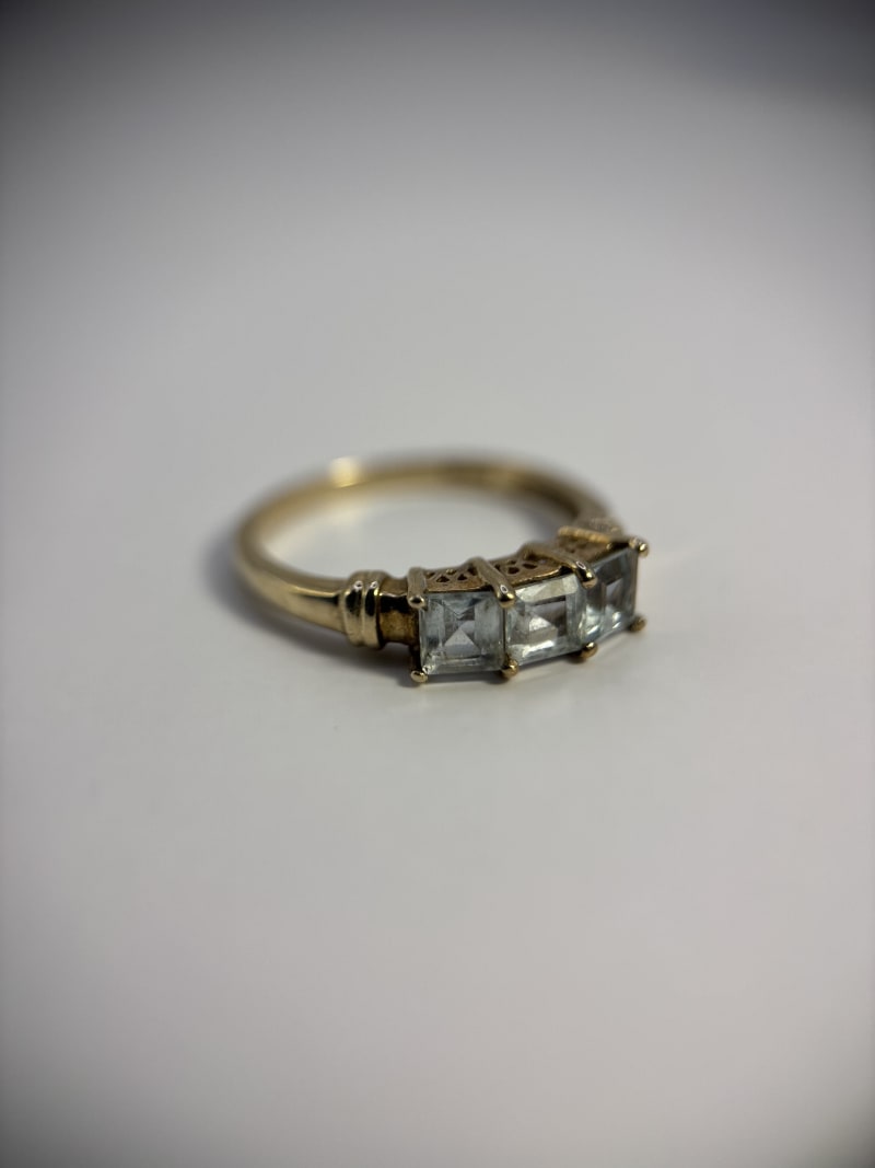Anillo tresillo aguamarinas - 3