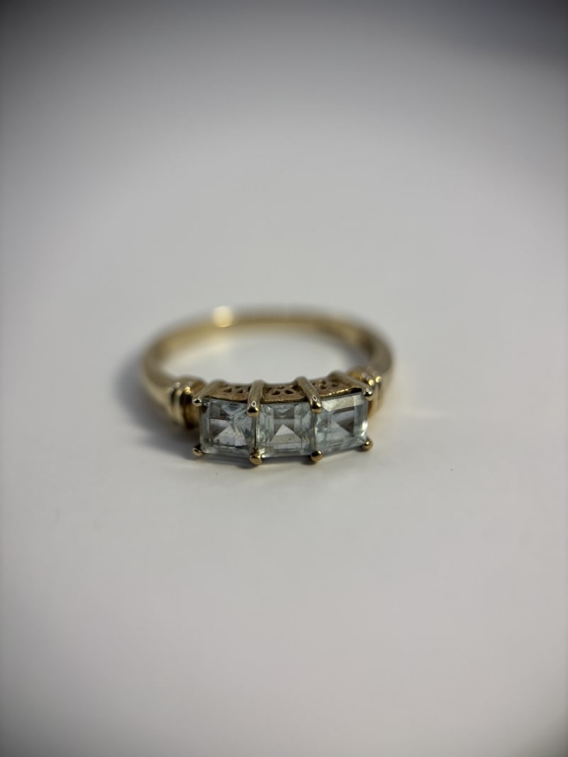 Anillo tresillo aguamarinas - 1