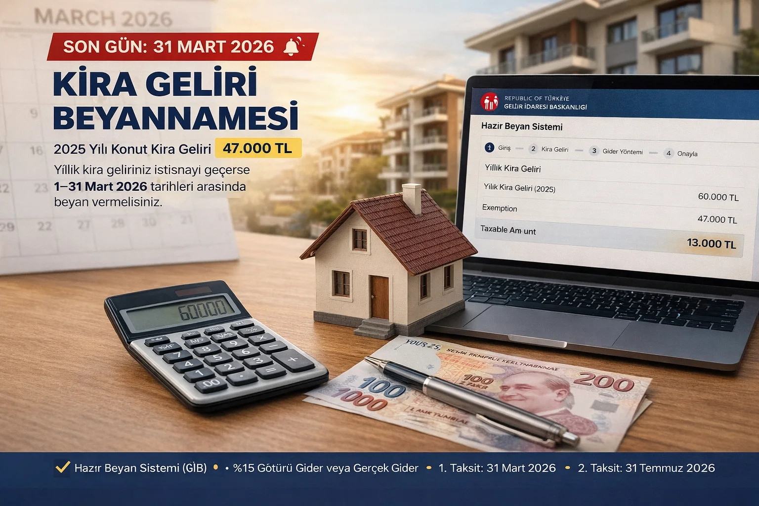 Kira Geliri Beyannamesinde Son Gün: 31 Mart 2026