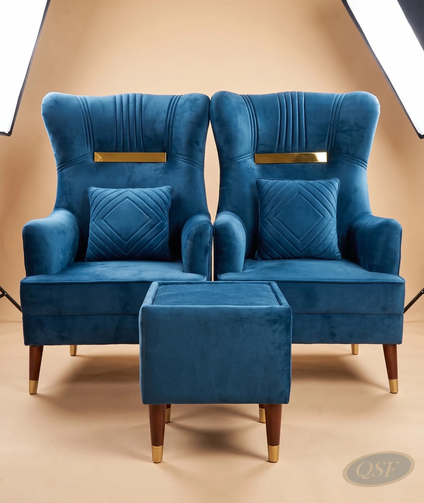 The Celestial Sapphire Velvet Wingback