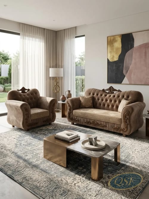 Pewter Silk Formal Settee