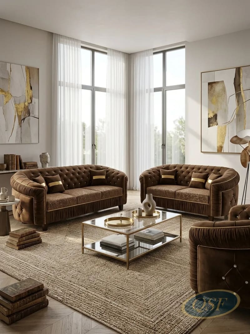 Rust Orange Boho Sofa