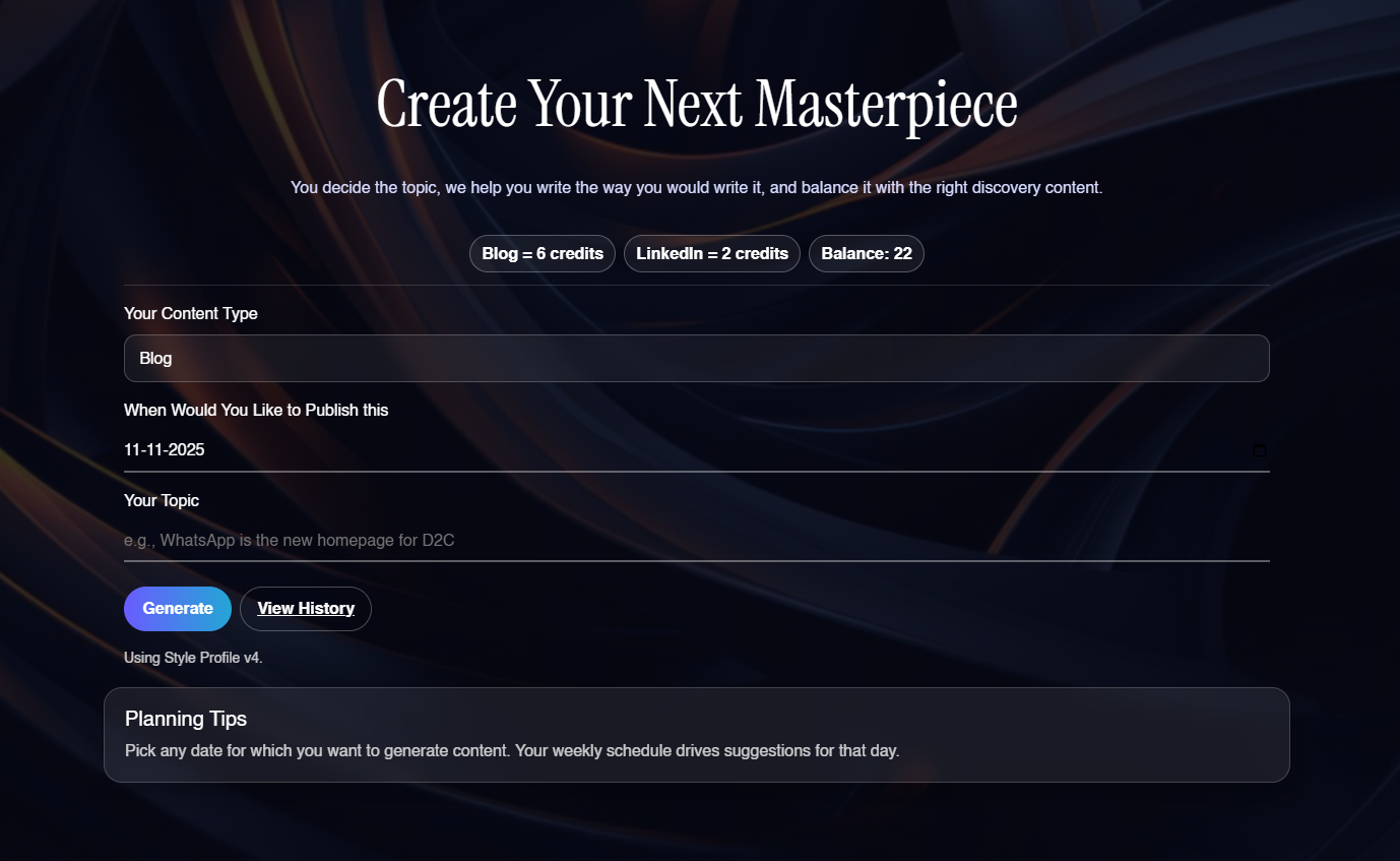 Screenshot of Vero writing content