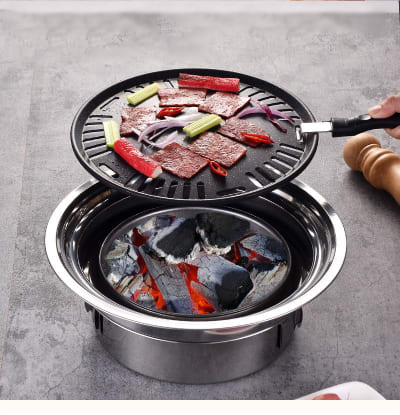Koreanischer Holzkohle-Tischgrill – Edelstahl Einsatz - Premium Produkt bei AlltagsGold Schweiz