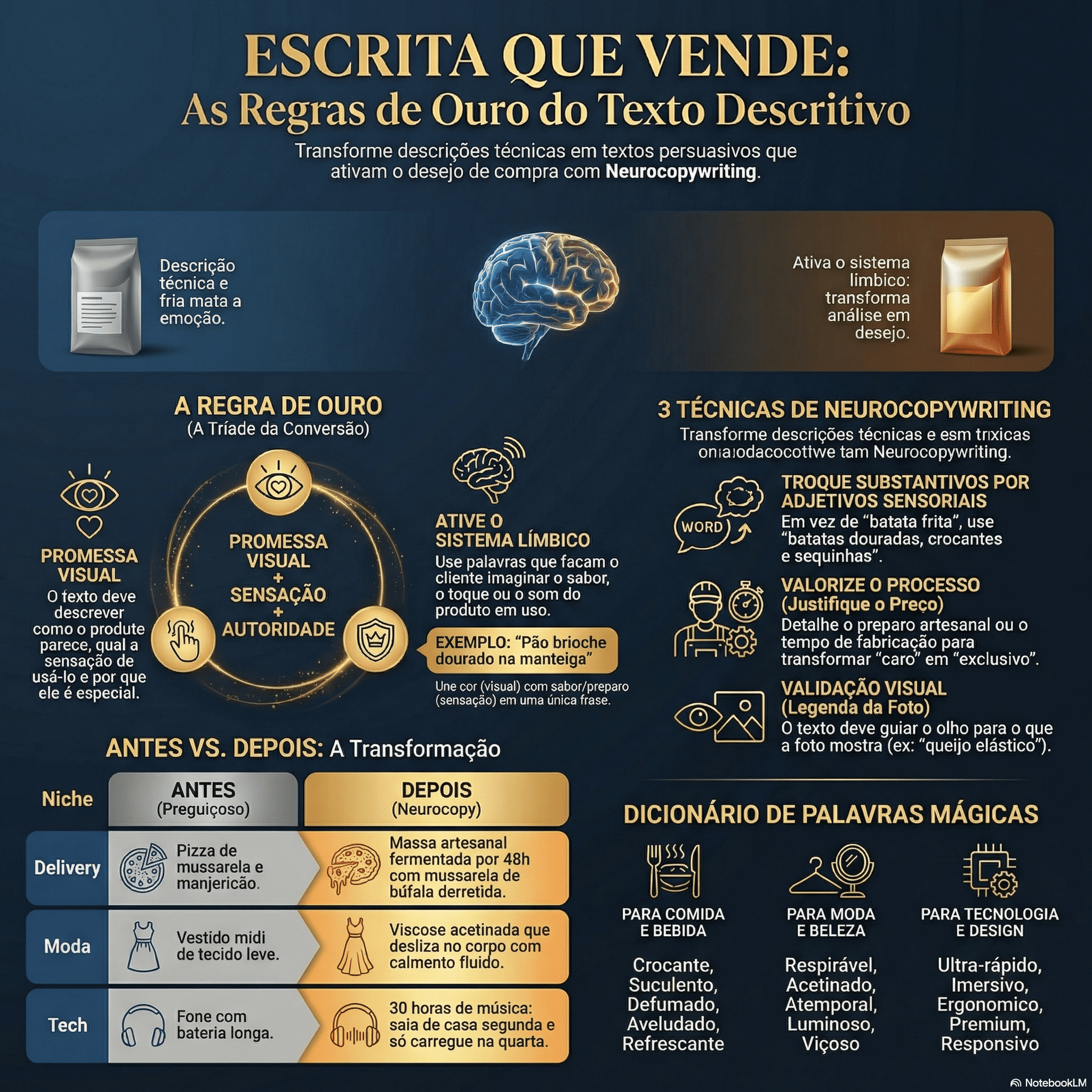 Infográfico A Regra de Ouro do Texto Descritivo