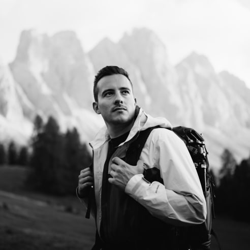 Filippo Bellisola, professional travel and outdoor filmmaker and content creator based in Verona and the Dolomites, Italy